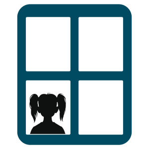 Graphic image of girl's shadow waiting in a window.  